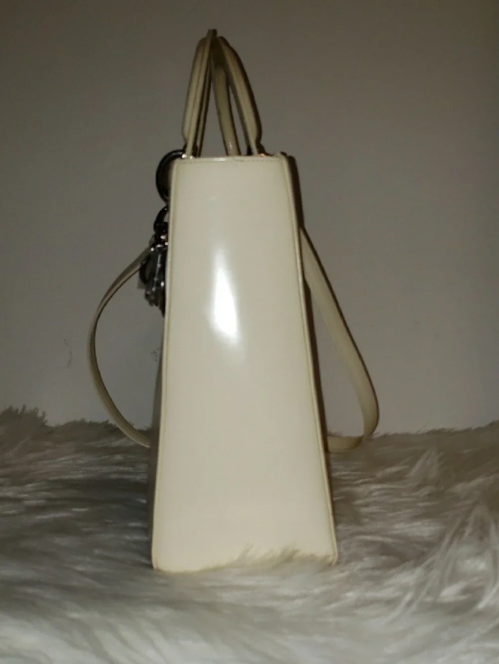 Dior Cream Leather Satchel with Silver Charm